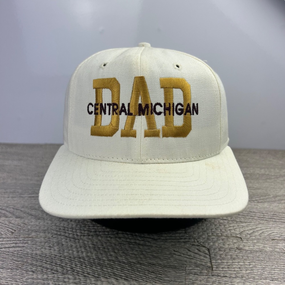 Vintage 90s Central Michigan Dad Hat Cap Snap Back Adjustable White CMU Chippewa